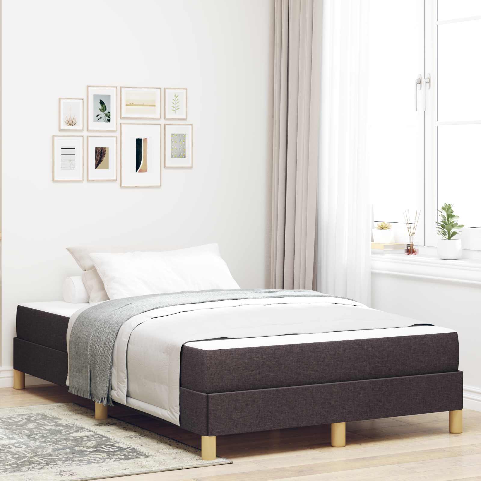 Boxspringbett mit Matratze Dunkelbraun 120 x 200 cm Stoff