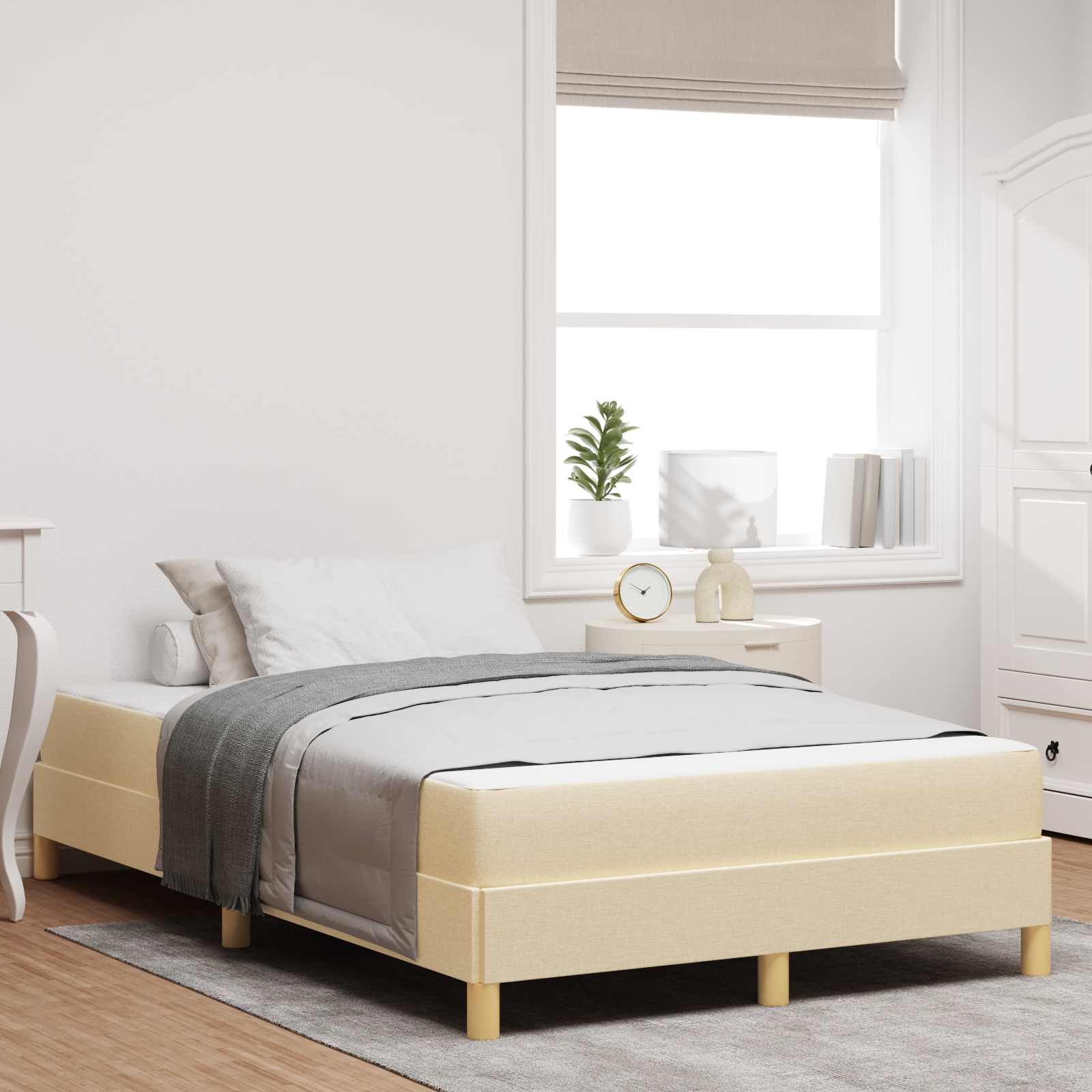 Boxspringbett mit Matratze Creme 120 x 200 cm Stoff