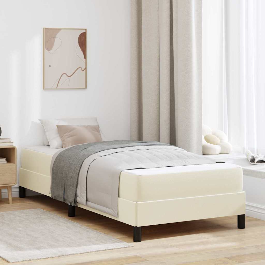 Bettrahmen mit Matratze Creme 90 x 200 cm Stoff
