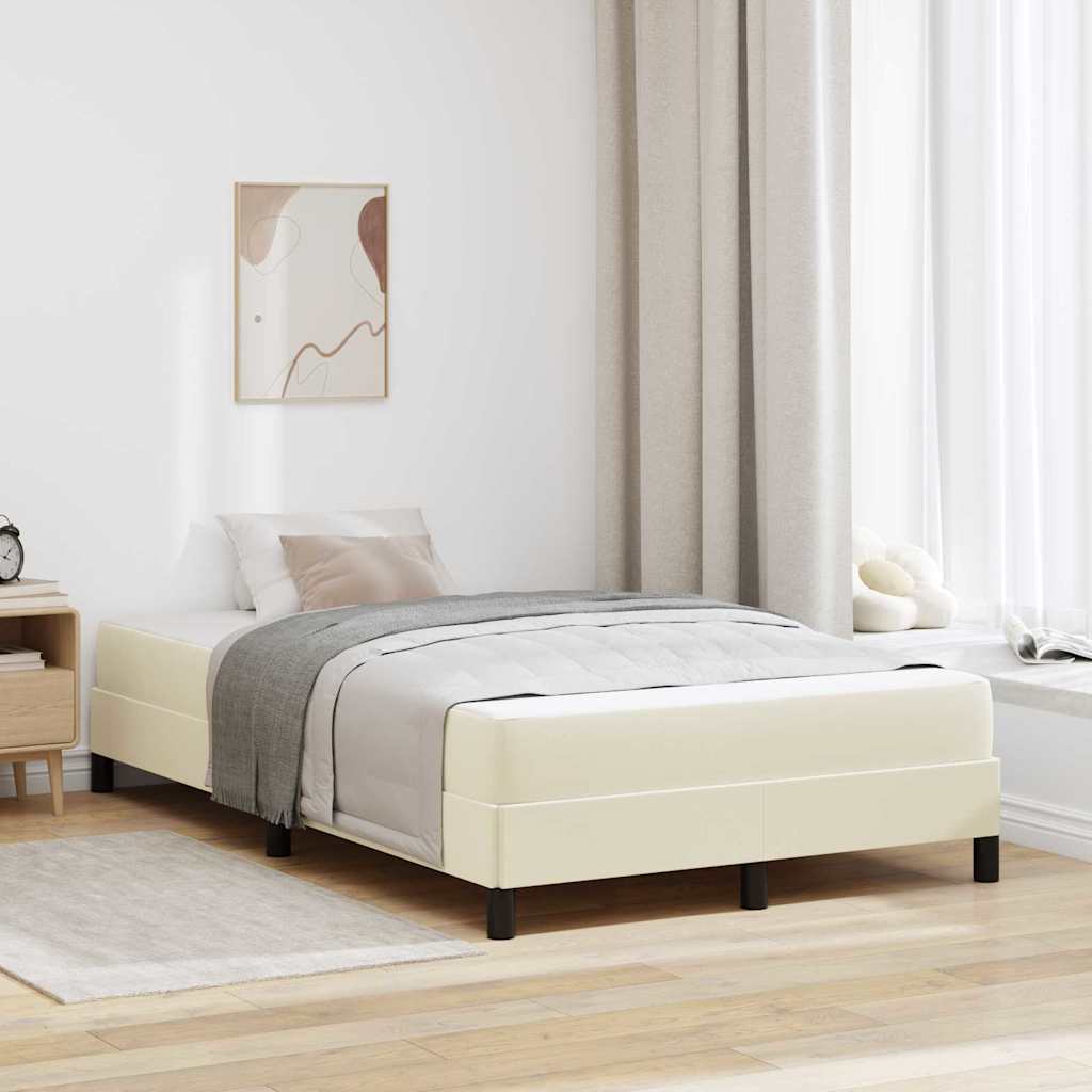 Bettrahmen mit Matratze Creme 120 x 200 cm Stoff