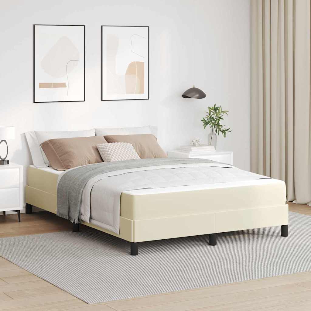 Bettrahmen mit Matratze Creme 140 x 200 cm Stoff
