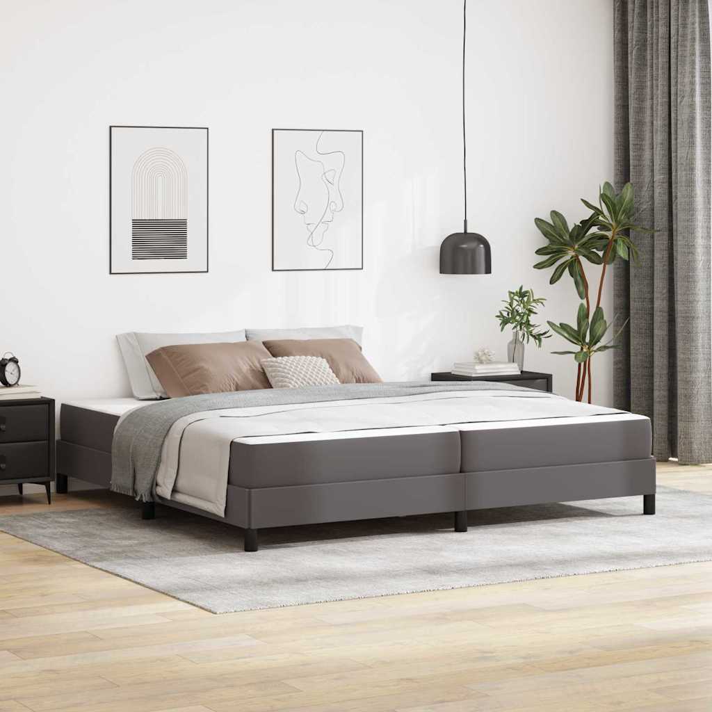 Bettrahmen mit Matratze Grau 200 x 200 cm Stoff