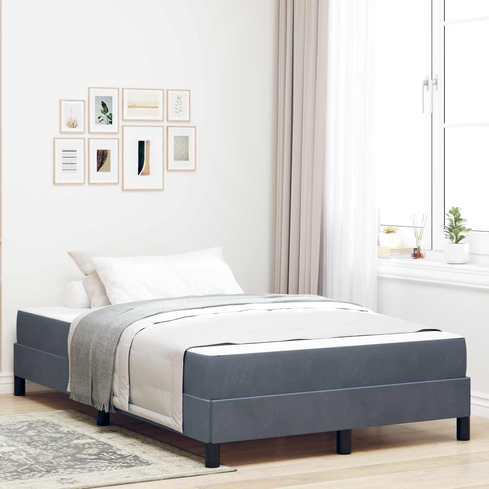 Boxspringbett mit Matratze Dunkelgrau 120 x 190 cm Stoff