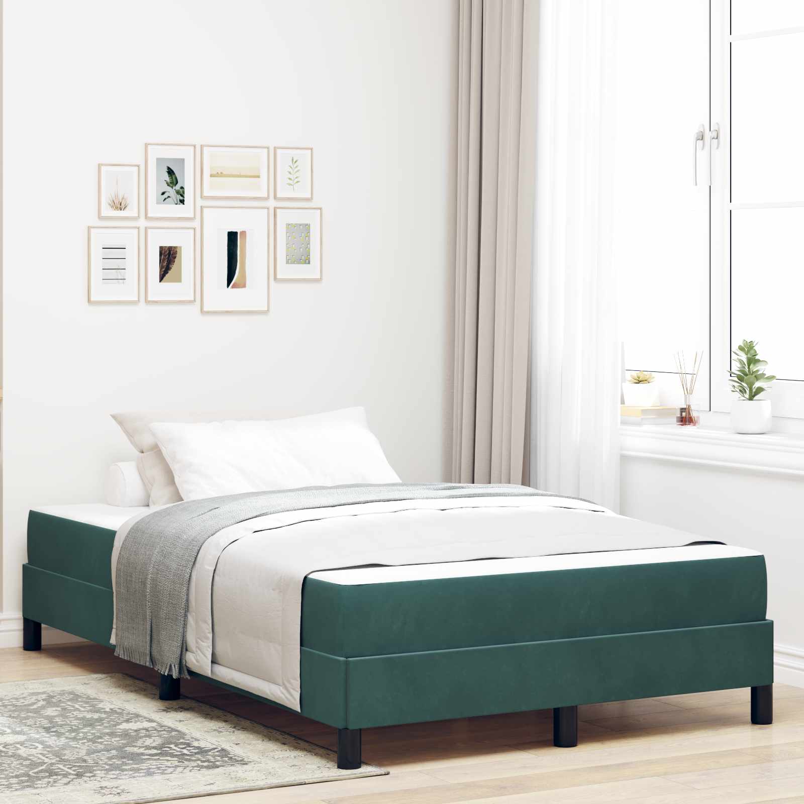 Boxspringbett mit Matratze Dunkelgrün 120 x 190 cm Stoff