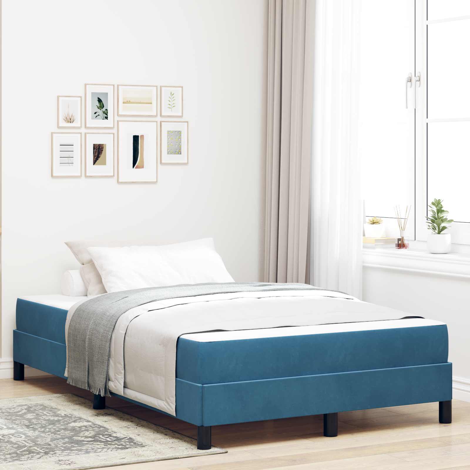 Boxspringbett mit Matratze Dunkelblau 120 x 190 cm Stoff