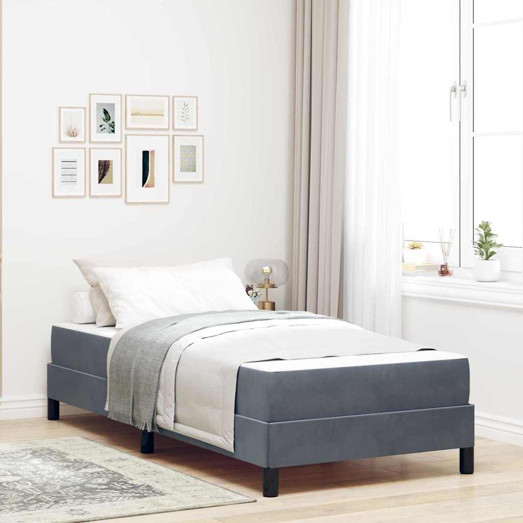Boxspringbett mit Matratze Dunkelgrau 80 x 220 cm Stoff