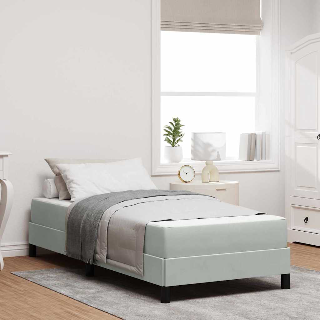 Boxspringbett mit Matratze Hellgrau 90 x 220 cm Stoff