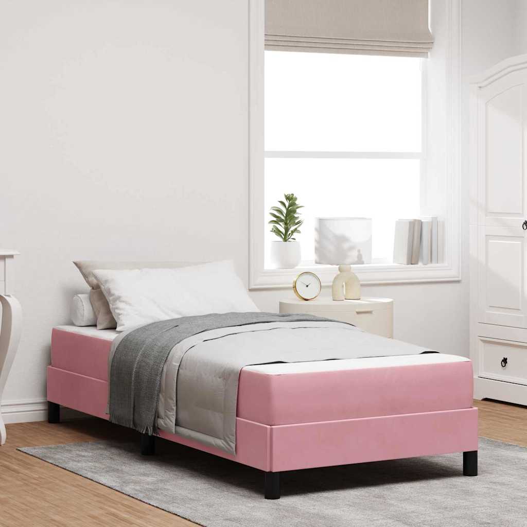 Boxspringbett mit Matratze Rosa 100 x 220 cm Stoff