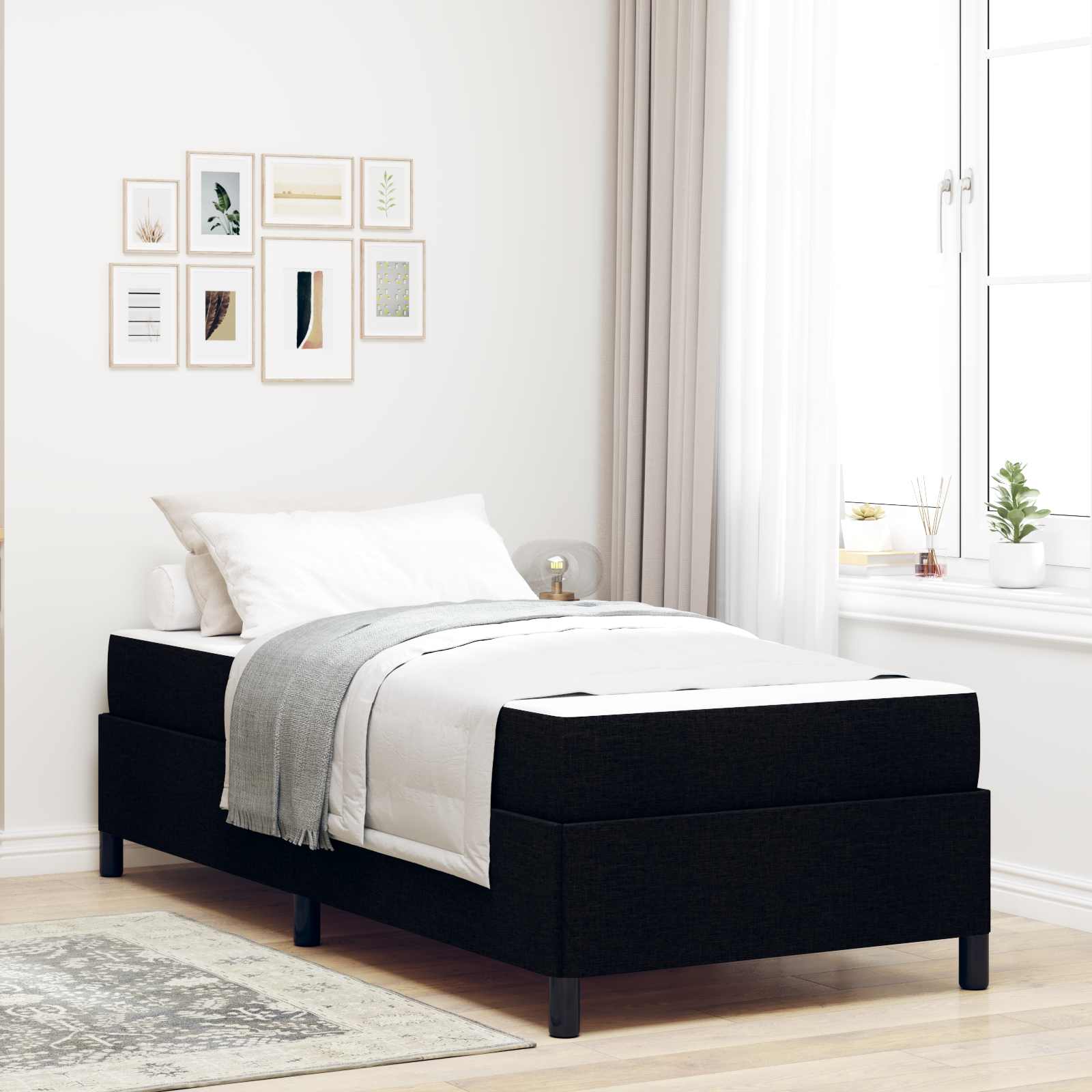 Boxspringbett Schwarz 90 x 190 cm Stoff