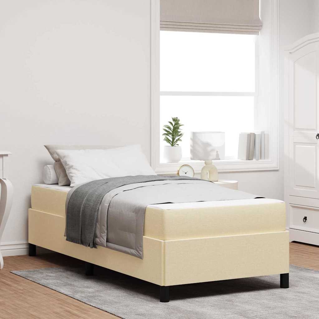Boxspringbett Creme 90 x 190 cm Stoff