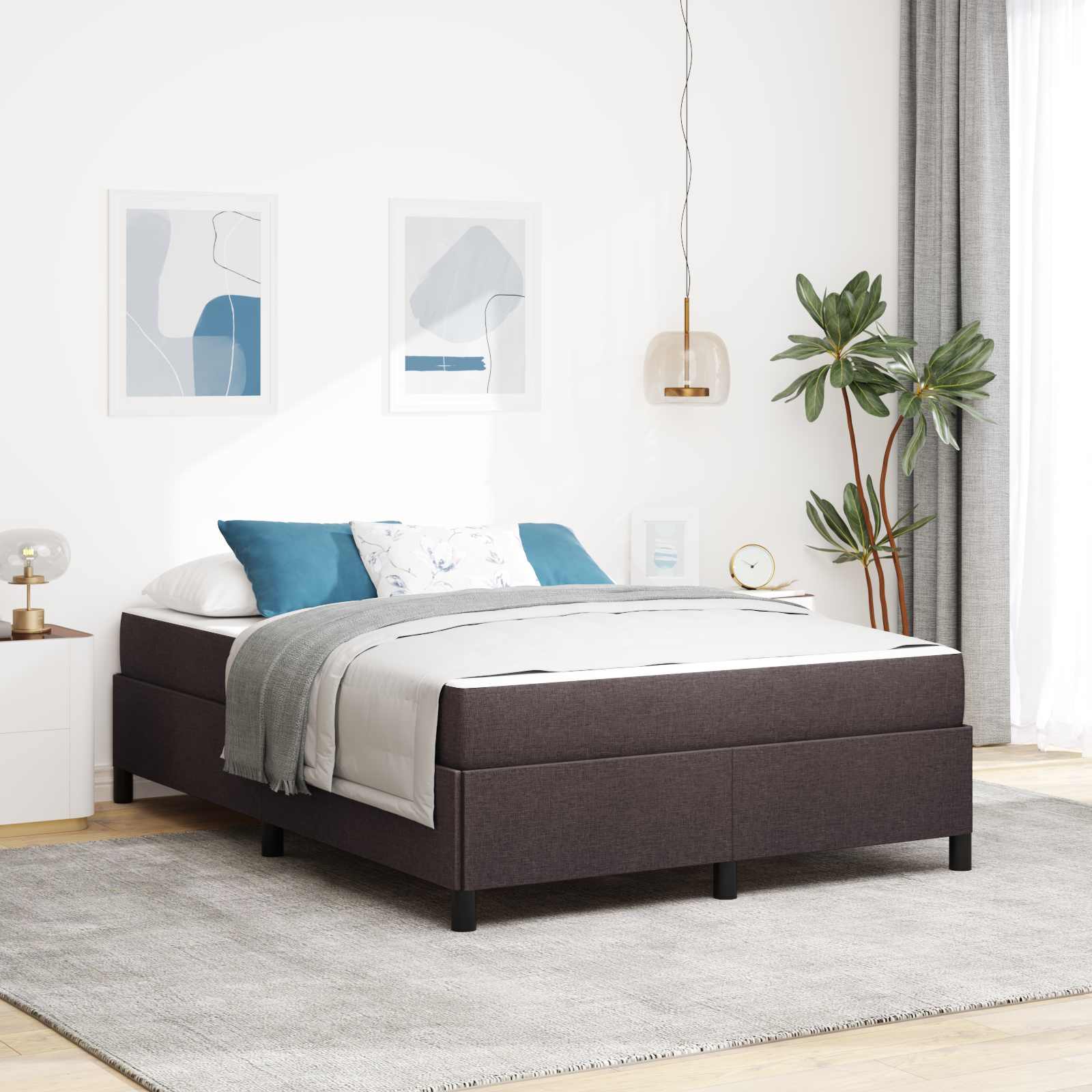 Boxspringbett Dunkelbraun 140 x 190 cm Stoff