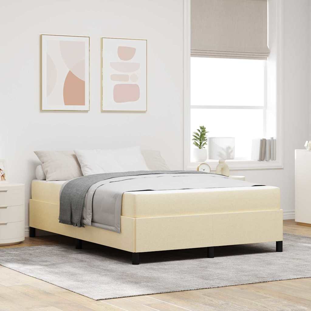 Boxspringbett Creme 140 x 190 cm Stoff