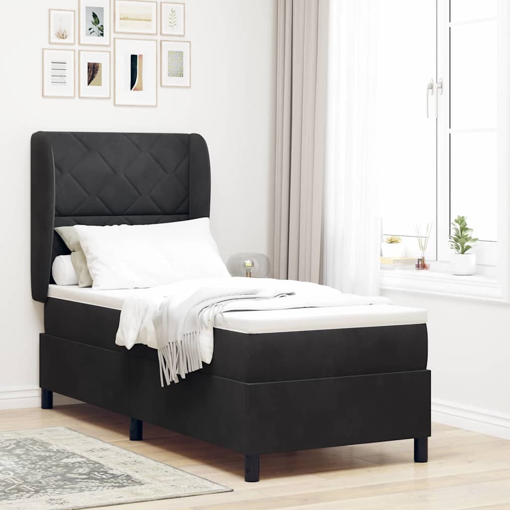 Boxspringbett mit Kopfteil Schwarz 200 x 80 cm Samt