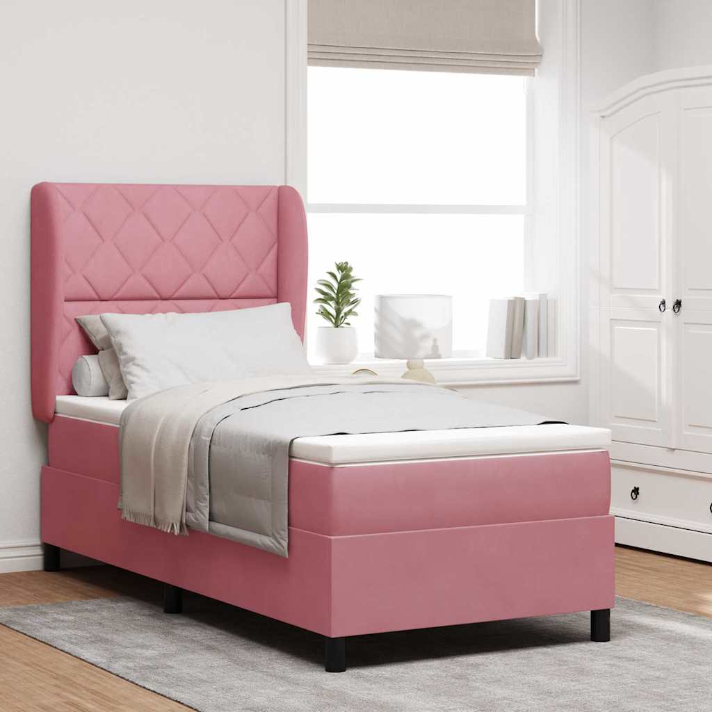 Boxspringbett mit Kopfteil Rosa 190 x 90 cm Samt