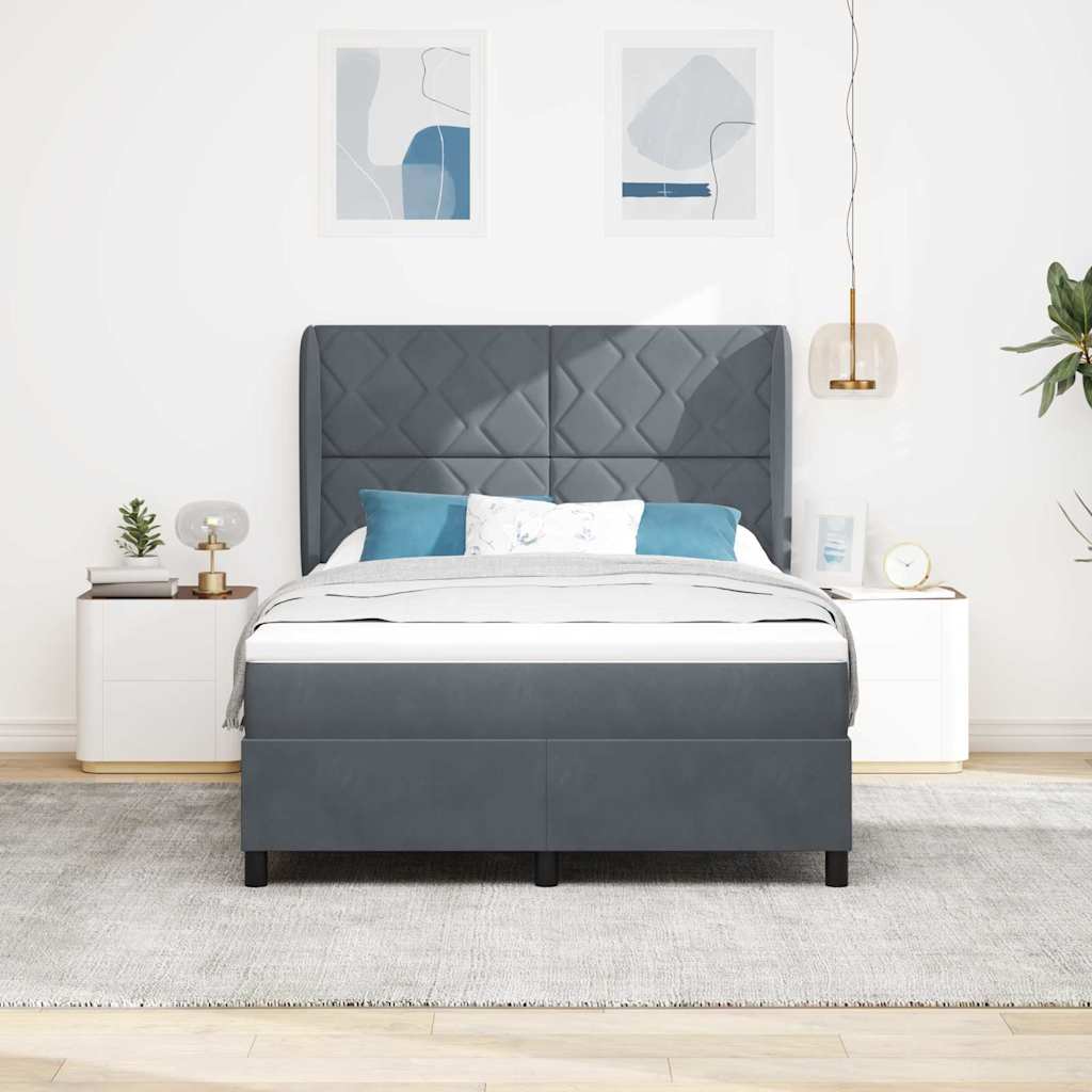 Boxspringbett mit Kopfteil Dunkelgrau 200 x 160 cm Samt