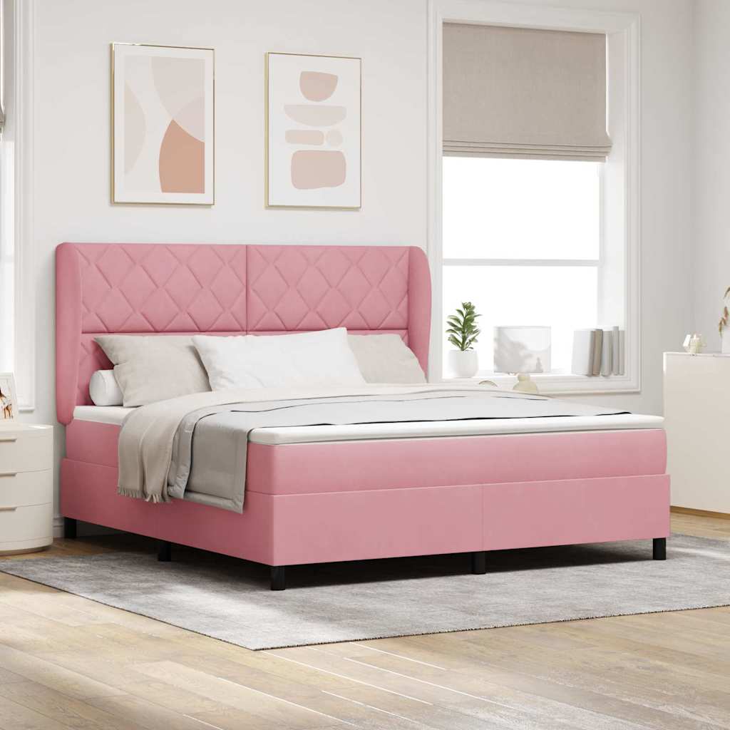 Boxspringbett mit Kopfteil Rosa 200 x 180 cm Samt