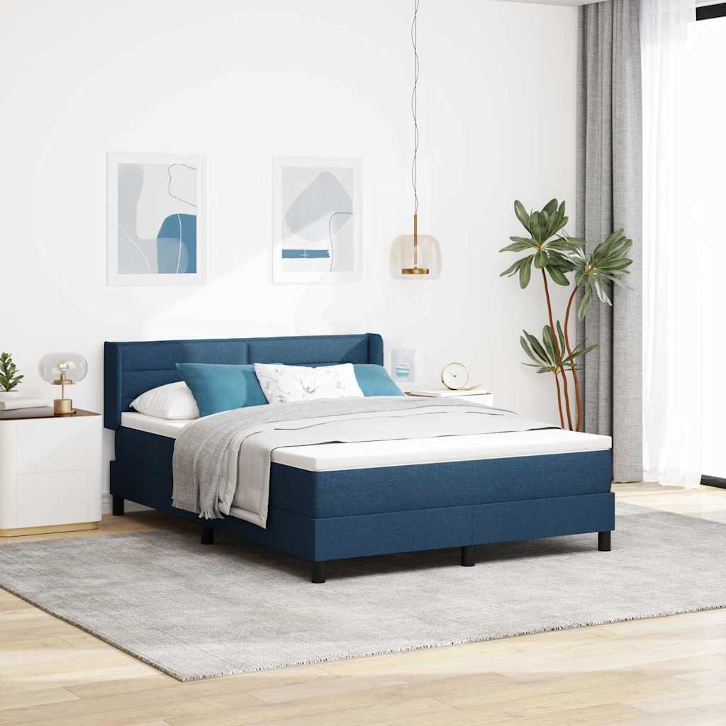 Boxspringbett mit Kopfteil Blau 200 x 140 cm Stoff
