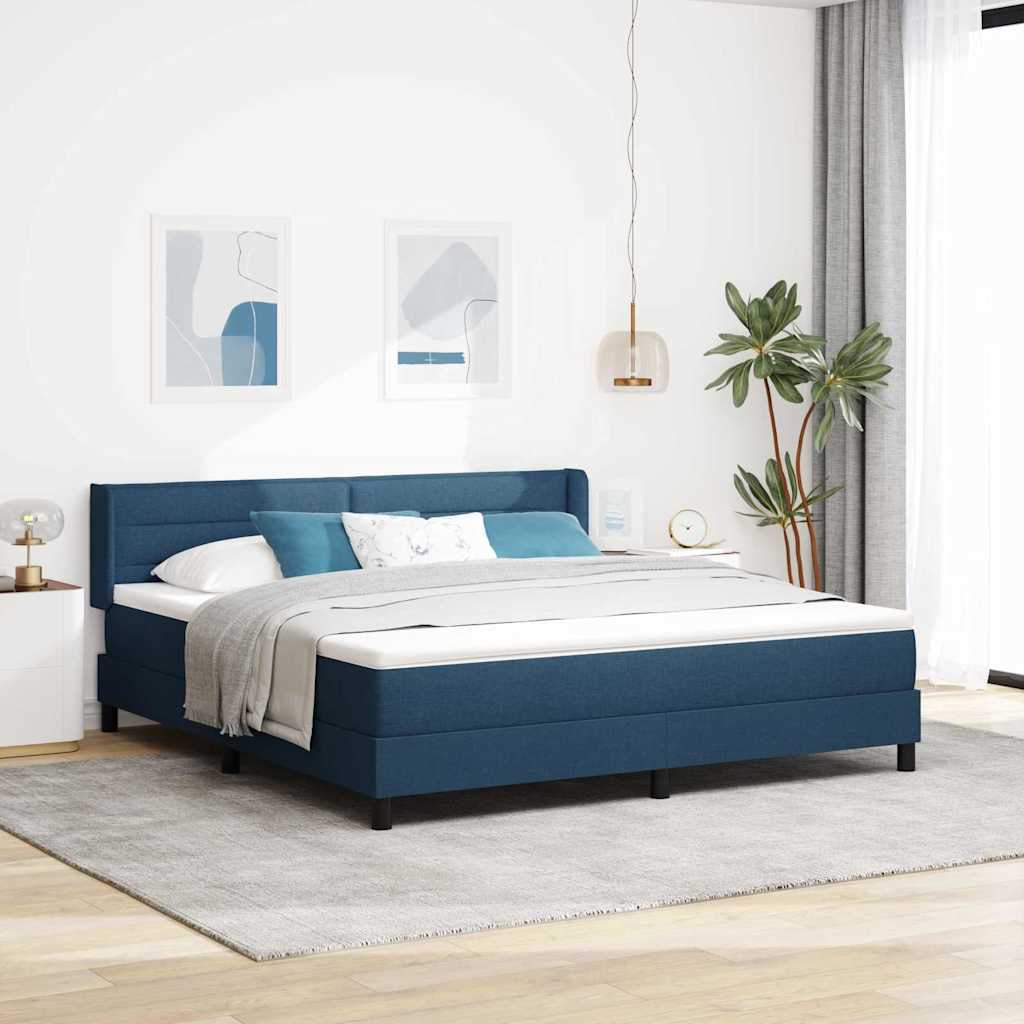 Boxspringbett mit Kopfteil Blau 200 x 180 cm Stoff