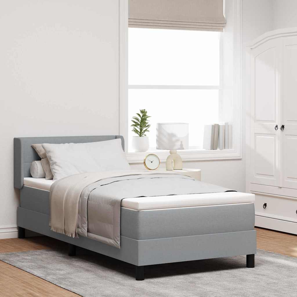 Boxspringbett mit Kopfteil Hellgrau 200 x 200 cm Stoff