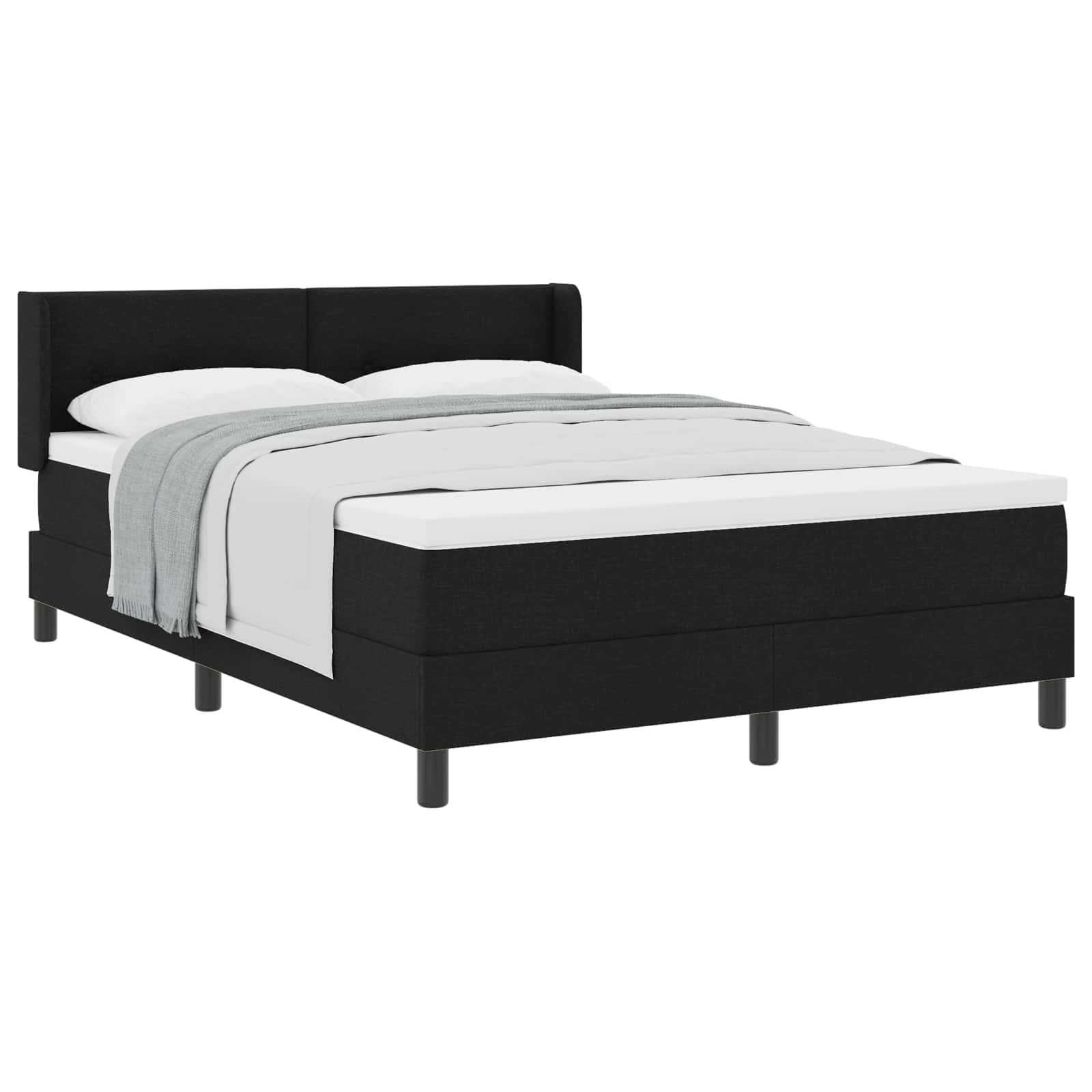 Boxspringbett mit Kopfteil Schwarz 190 x 140 cm Stoff