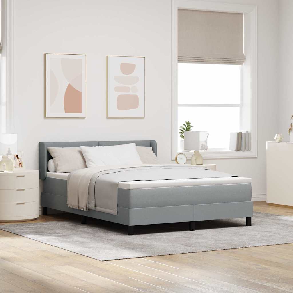 Boxspringbett mit Kopfteil Hellgrau 200 x 140 cm Stoff