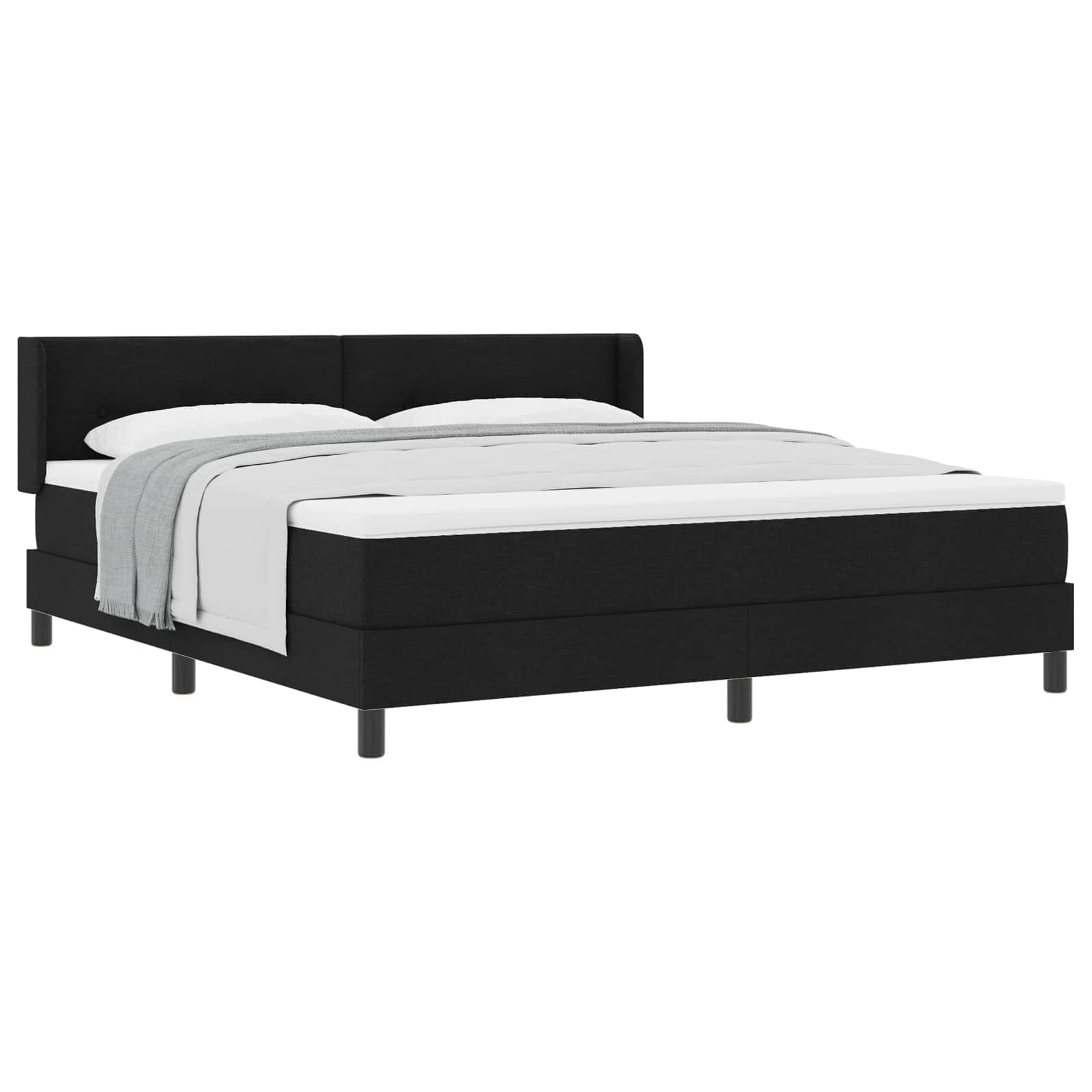 Boxspringbett mit Kopfteil Schwarz 200 x 180 cm Stoff