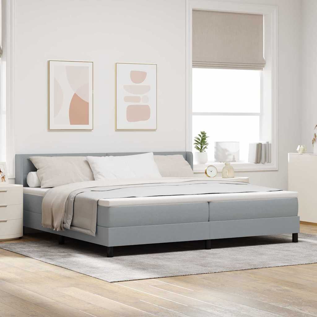 Boxspringbett mit Kopfteil Hellgrau 200 x 200 cm Stoff