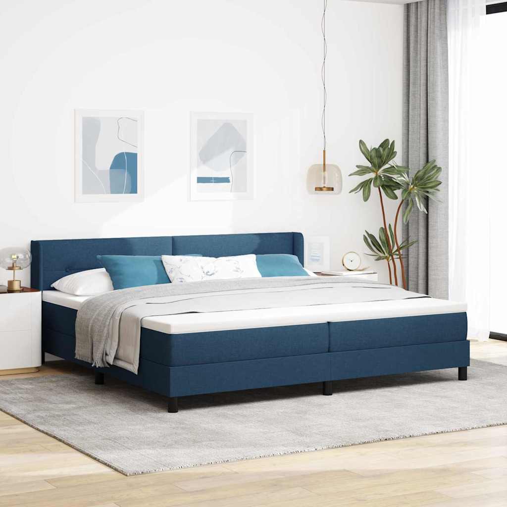 Boxspringbett mit Kopfteil Blau 200 x 200 cm Stoff
