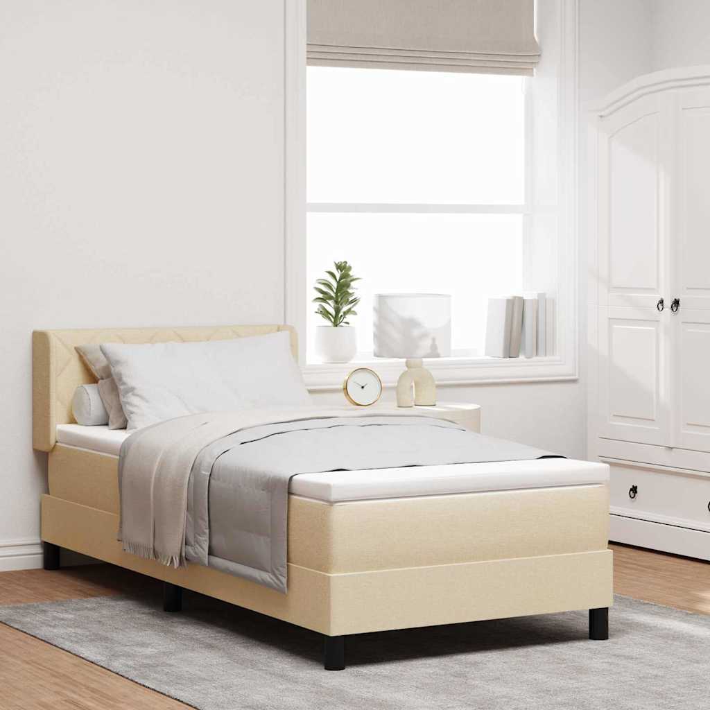 Boxspringbett mit Kopfteil Creme 200 x 100 cm Stoff