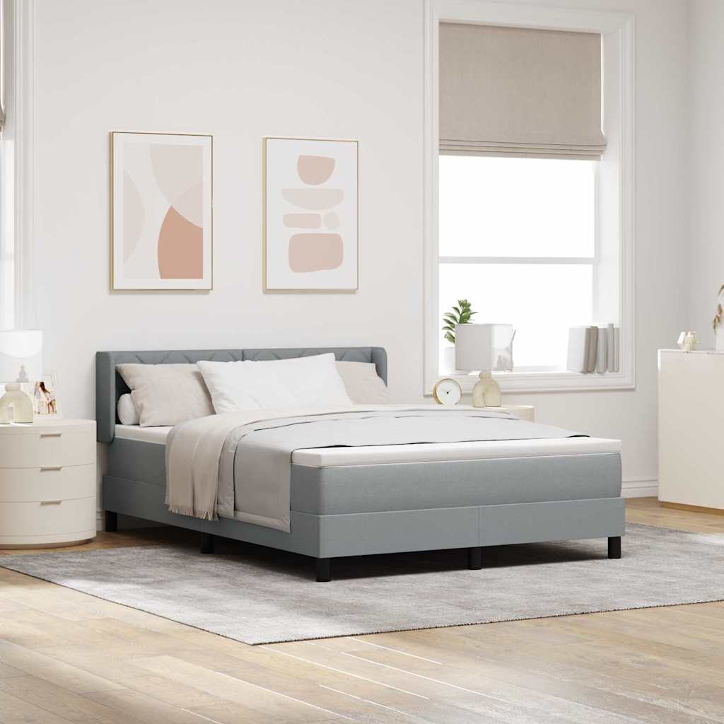 Boxspringbett mit Kopfteil Hellgrau 200 x 160 cm Stoff