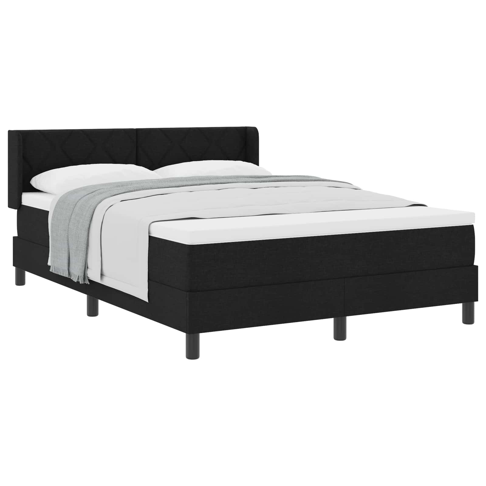 Boxspringbett mit Kopfteil Schwarz 200 x 160 cm Stoff