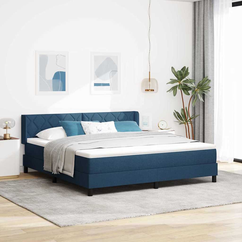 Boxspringbett mit Kopfteil Blau 200 x 180 cm Stoff