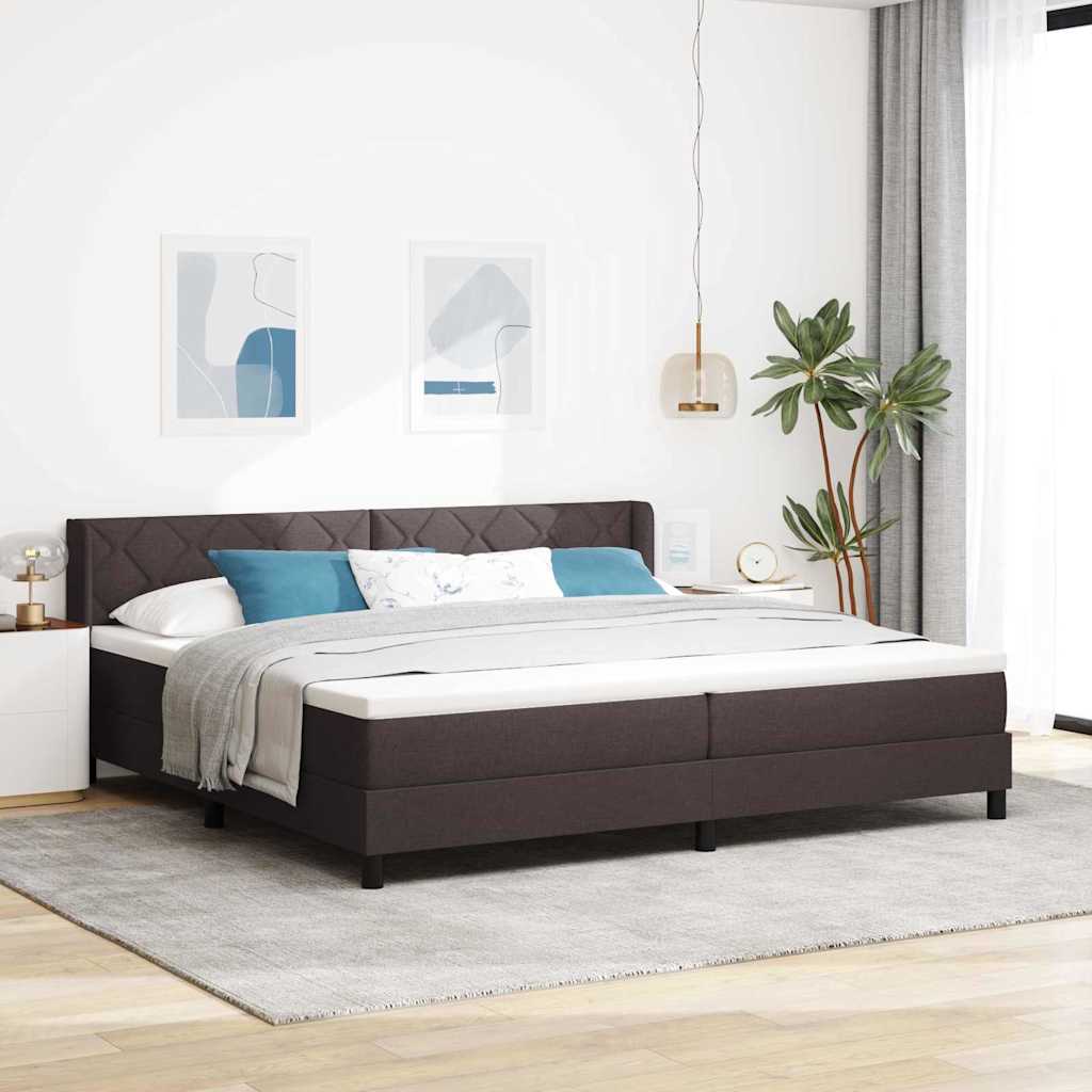 Boxspringbett mit Kopfteil Dunkelbraun 200 x 200 cm Stoff
