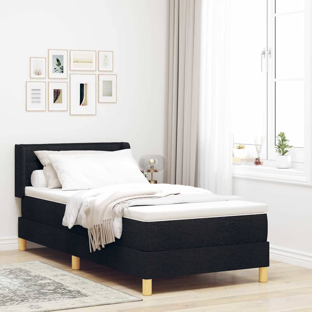Boxspringbett mit Matratze Schwarz 200 x 90 cm Stoff