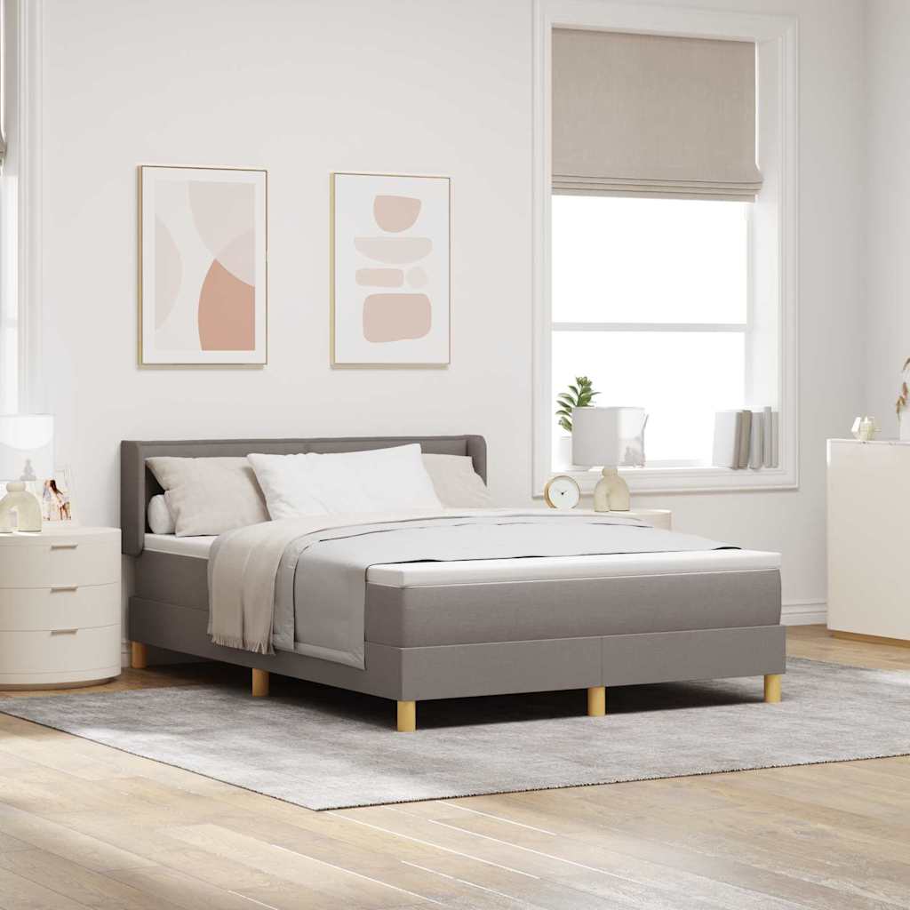 Boxspringbett mit Kopfteil Taupe 190 x 140 cm Stoff