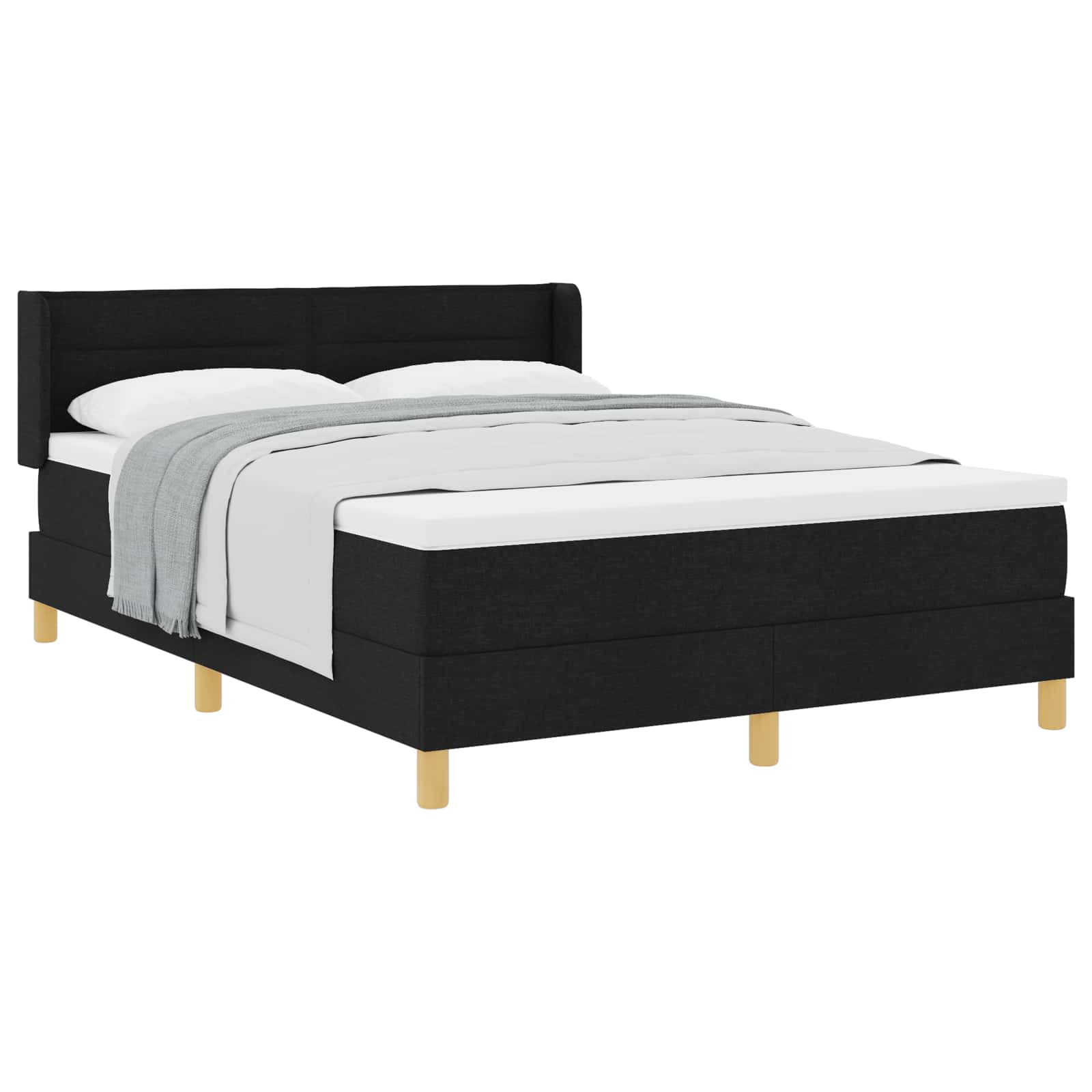 Boxspringbett mit Matratze Schwarz 200 x 140 cm Stoff
