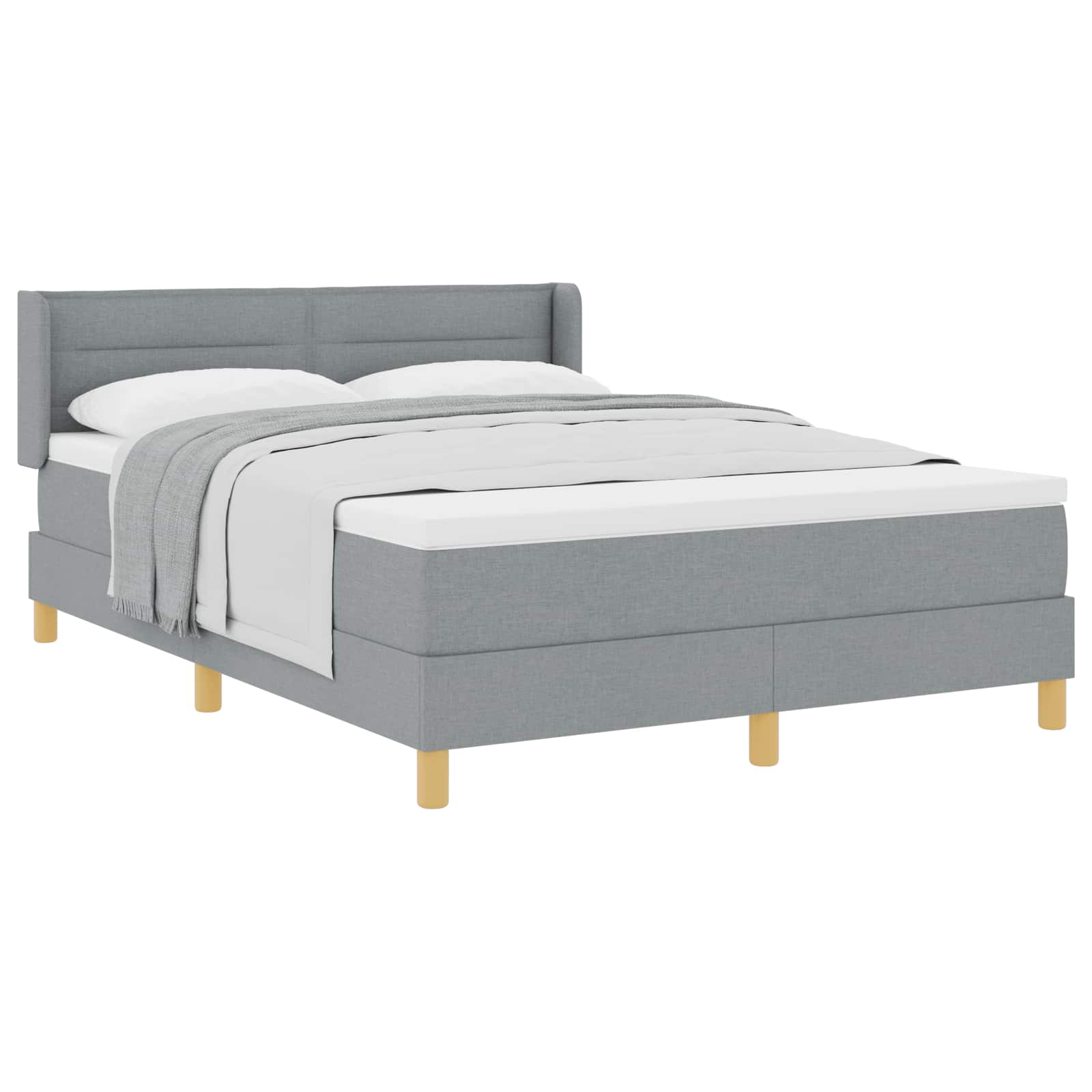 Boxspringbett mit Matratze Hellgrau 200 x 160 cm Stoff