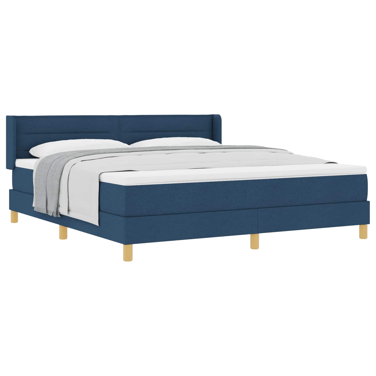 Boxspringbett mit Matratze mit Kopfteil Blau 200 x 180 cm Stoff