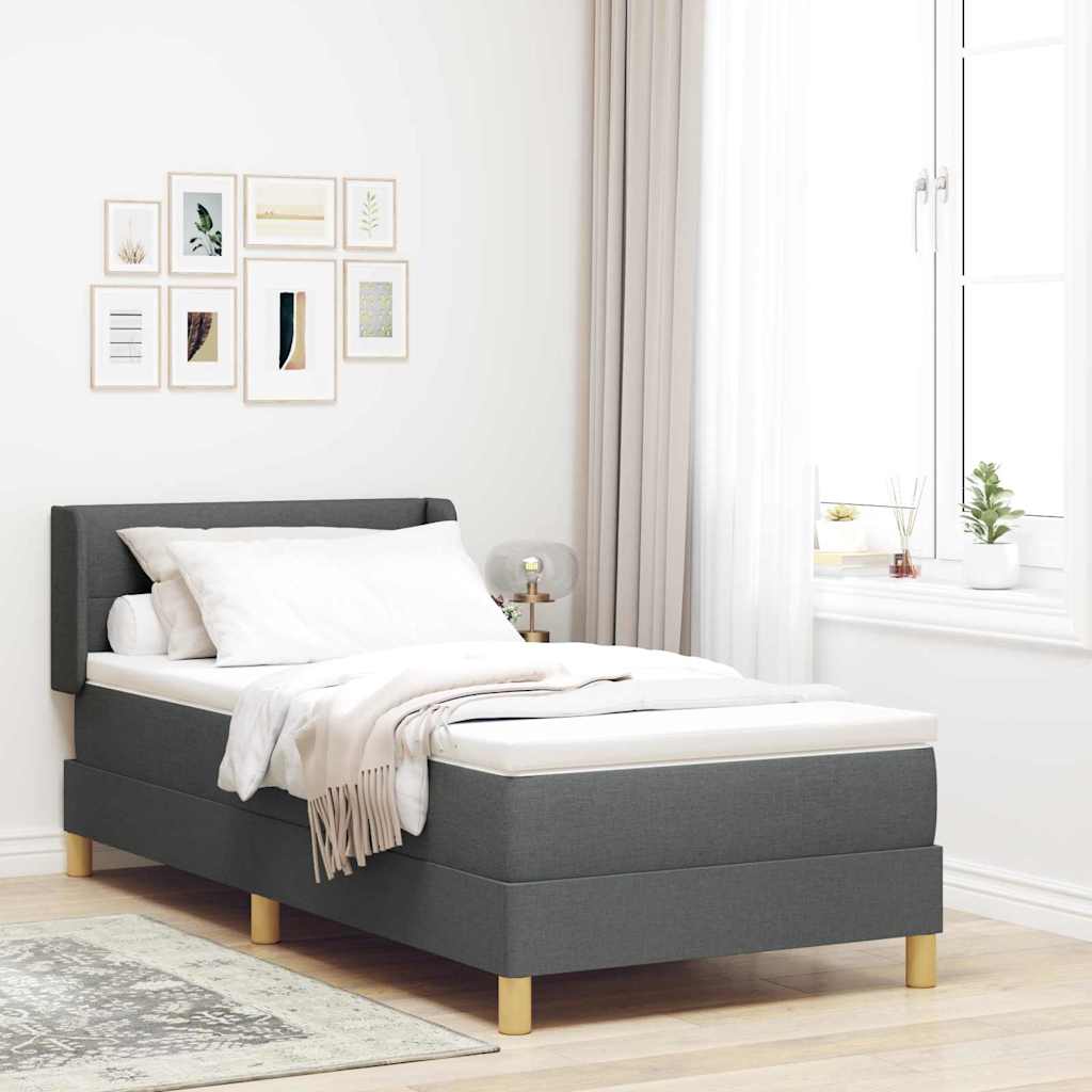 Boxspringbett mit Kopfteil Dunkelgrau 200 x 80 cm Stoff