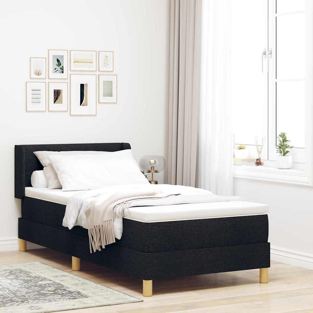 Boxspringbett mit Kopfteil Schwarz 200 x 80 cm Stoff