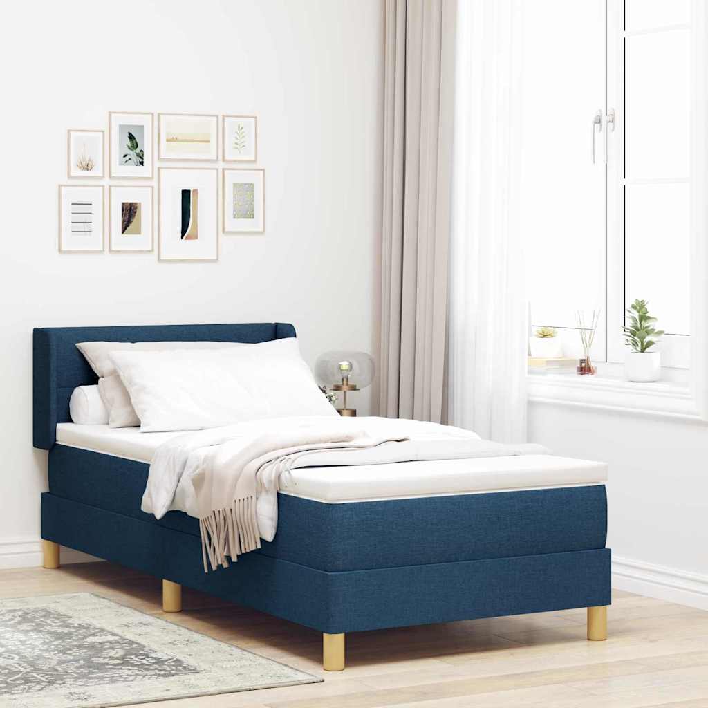 Boxspringbett mit Kopfteil Blau 190 x 90 cm Stoff