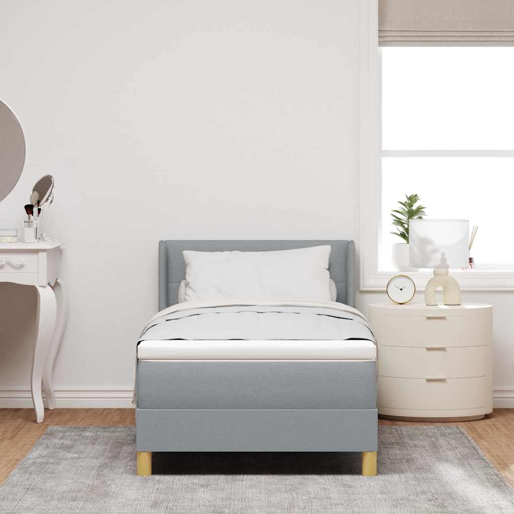 Boxspringbett mit Kopfteil Hellgrau 200 x 90 cm Stoff