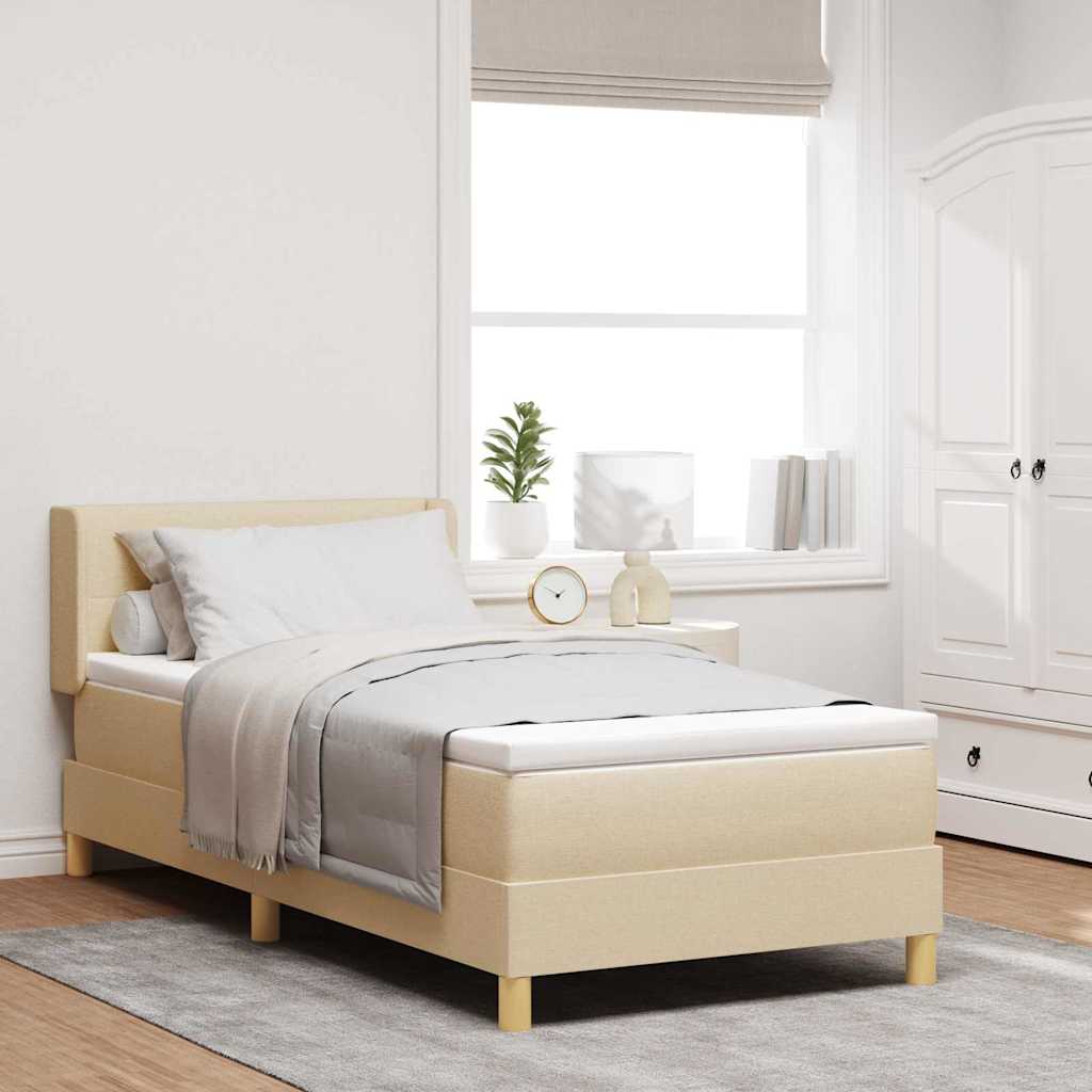 Boxspringbett mit Kopfteil Creme 200 x 100 cm Stoff