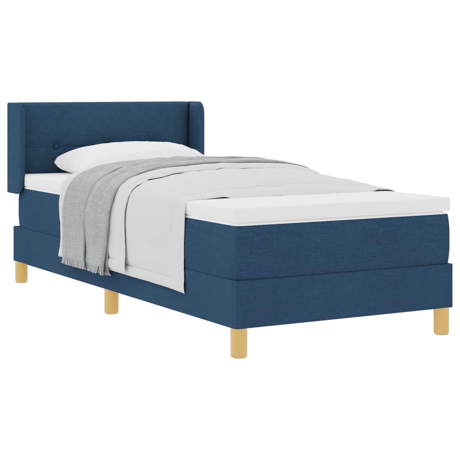 Boxspringbett mit Kissen mit Kopfteil Blau 200 x 100 cm Stoff