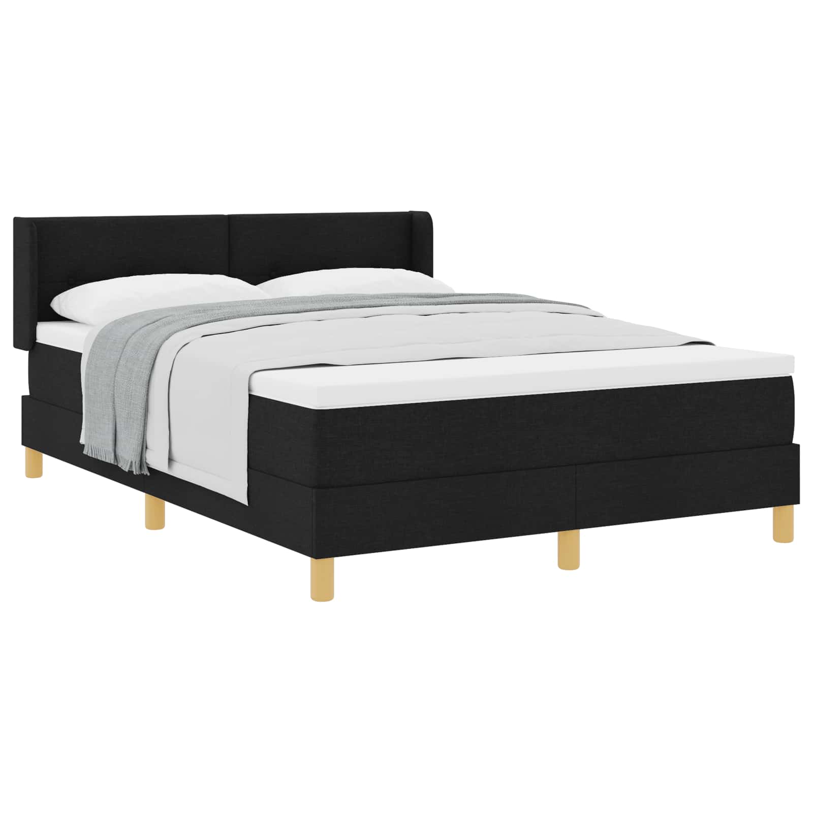 Boxspringbett mit Kopfteil Schwarz 200 x 140 cm Stoff