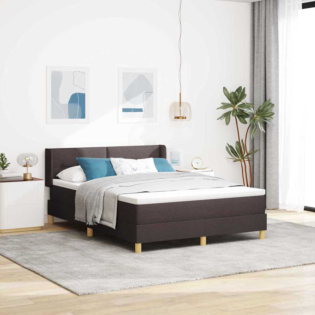 Boxspringbett mit Kopfteil Dunkelbraun 200 x 140 cm Stoff