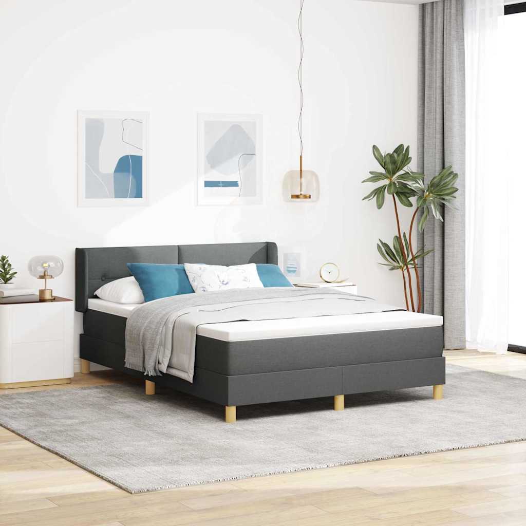 Boxspringbett mit Kopfteil Dunkelgrau 200 x 160 cm Stoff