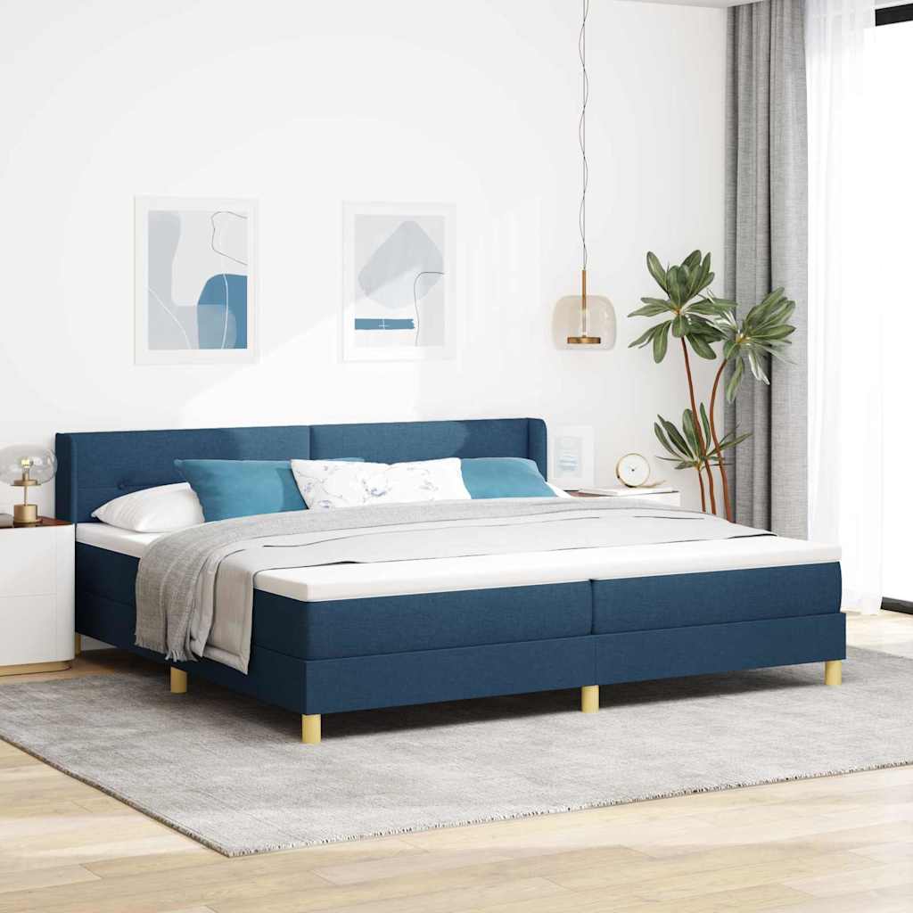 Boxspringbett mit Kopfteil Blau 200 x 200 cm Stoff