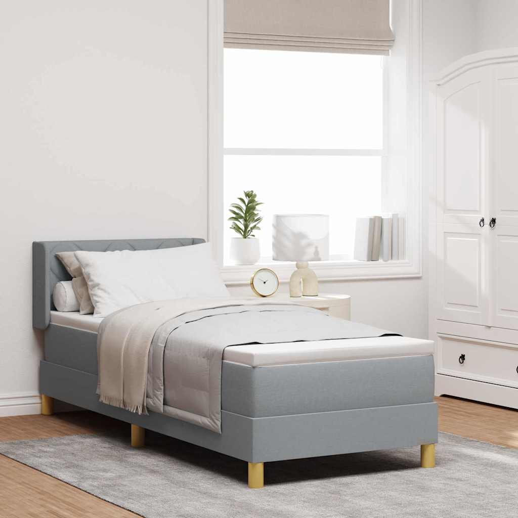 Boxspringbett mit Kopfteil Hellgrau 200 x 80 cm Stoff