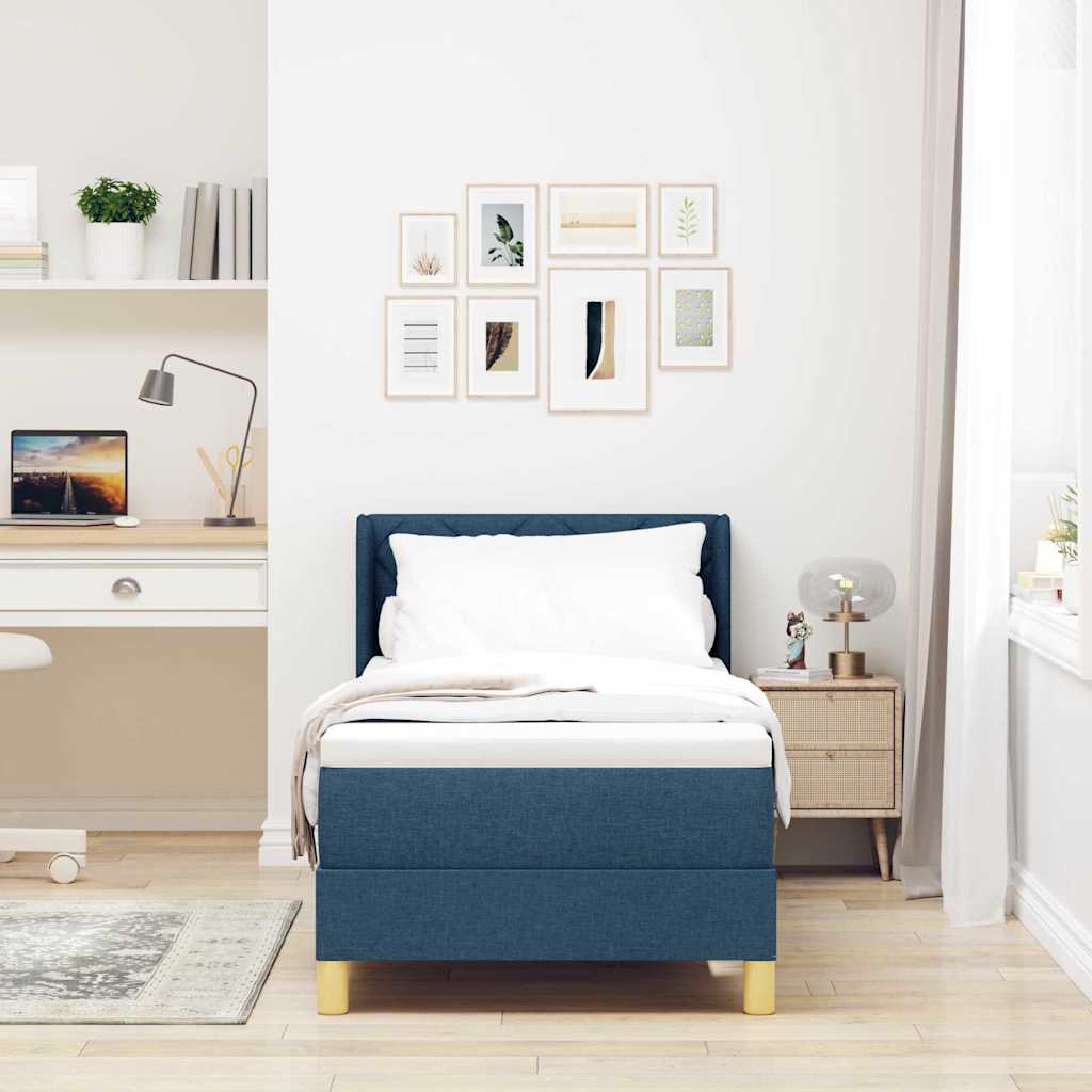 Boxspringbett mit Kopfteil Blau 200 x 80 cm Stoff